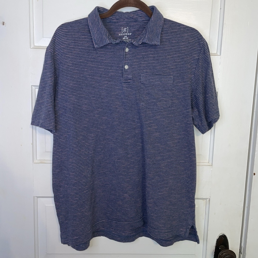 Super Soft Casual Polo Navy Blue with Pink Thin Pinstripes | Pretty Boy Core L